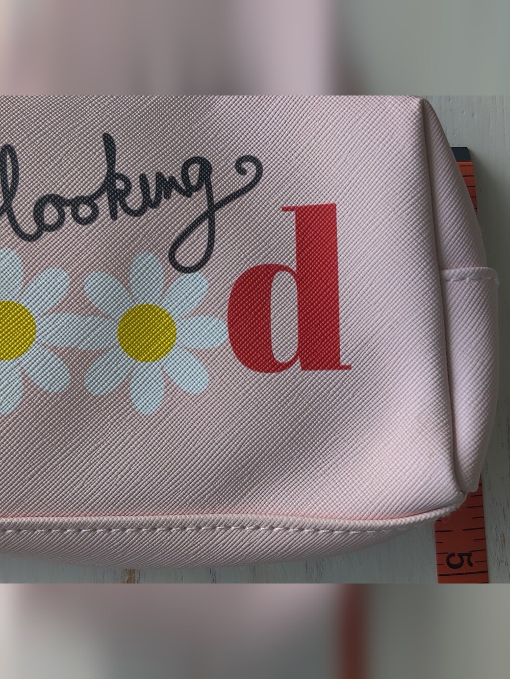 French Bull Pink 'Looking Good' Daisy Cosmetic Pouch - Picture 2 of 7